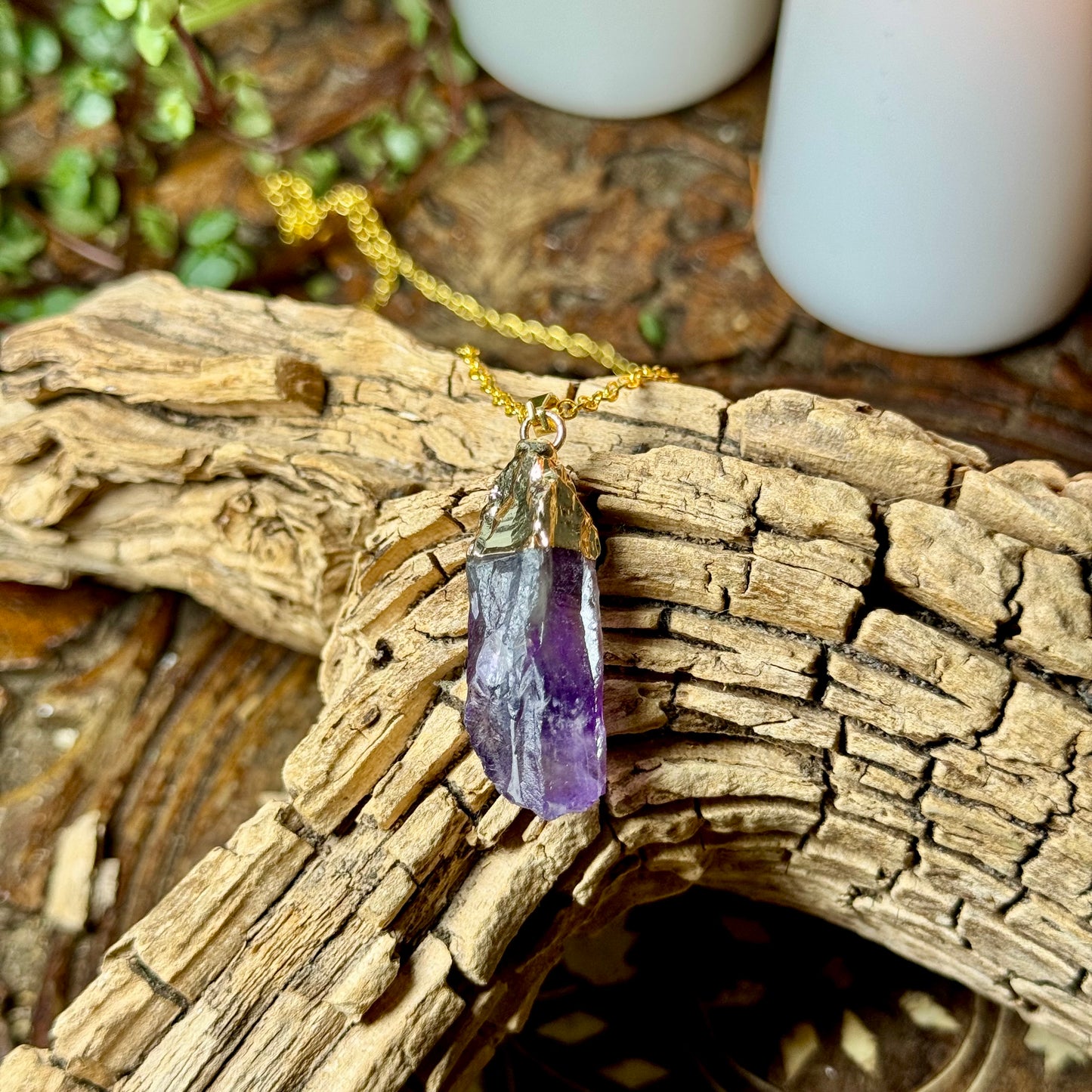 Raw Amethyst Shard Necklace