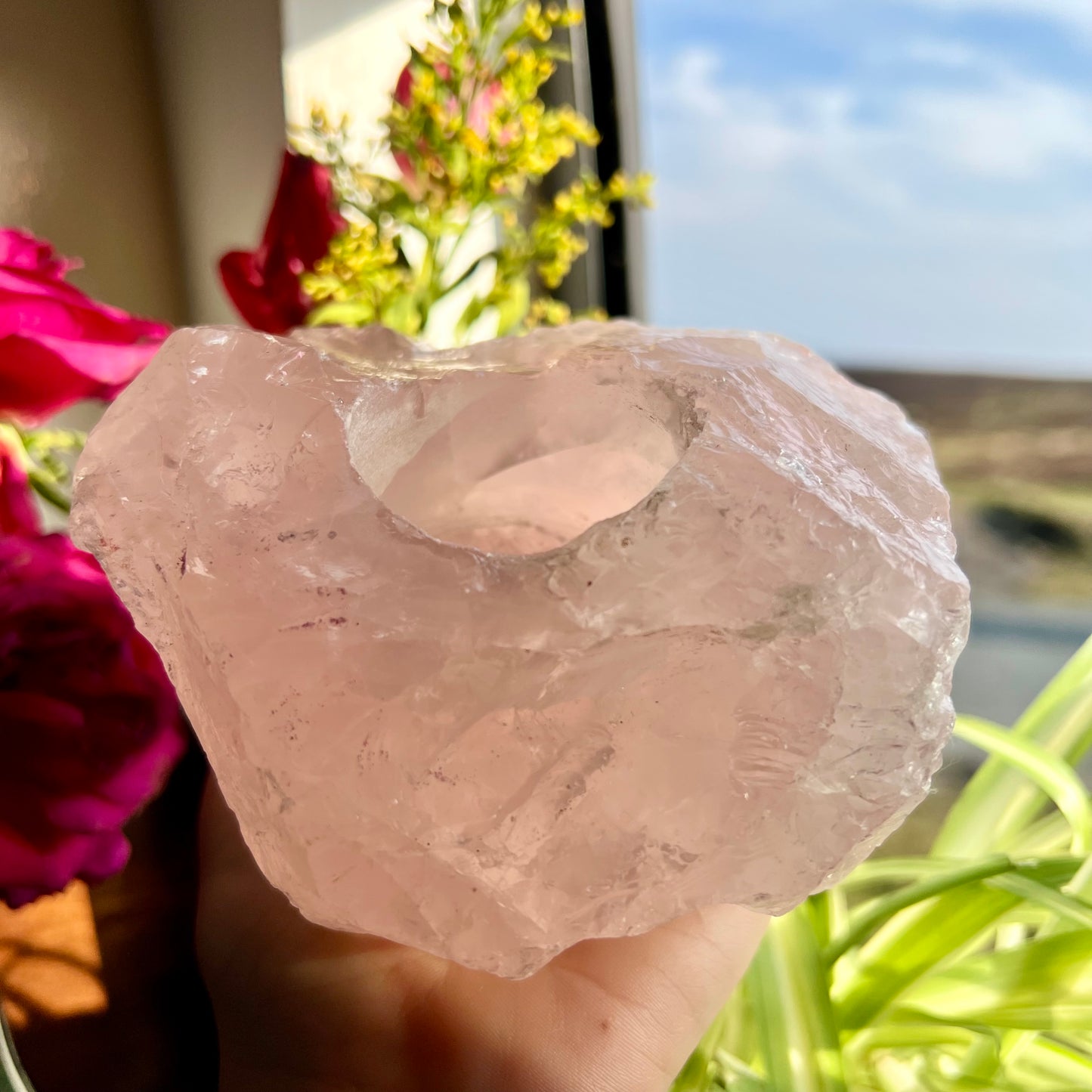 Rose Quartz Tea Light Candle Holder