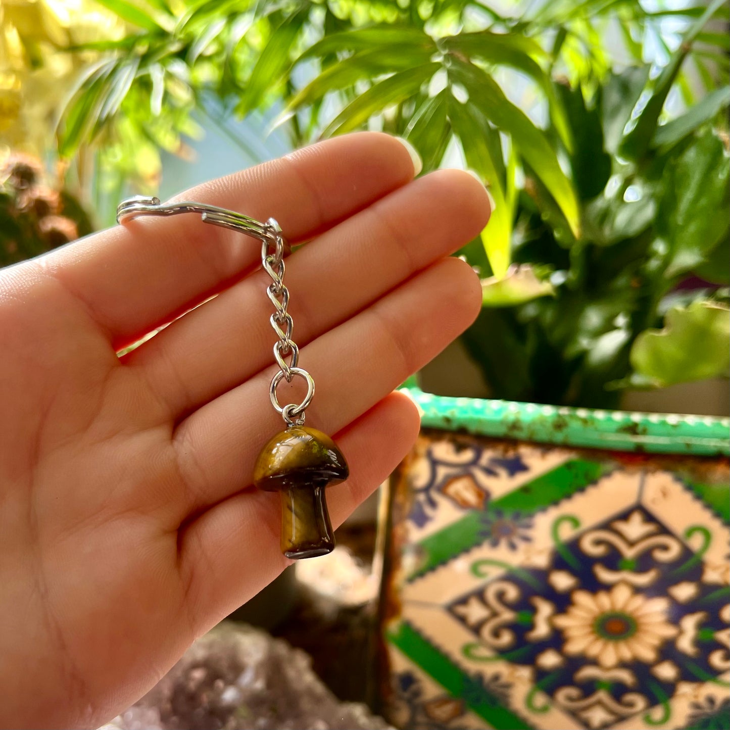 Crystal Mushroom Keyring