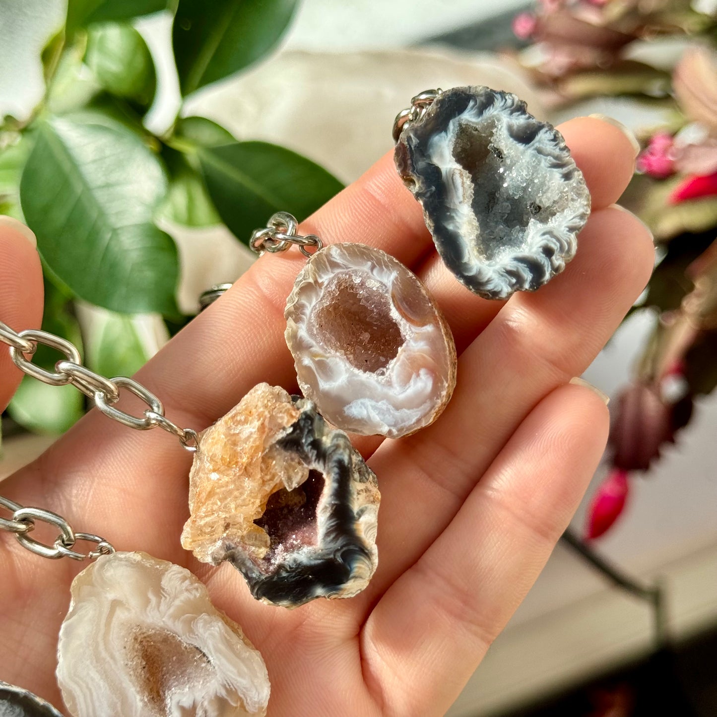 Crystal Agate Druzy Keyring