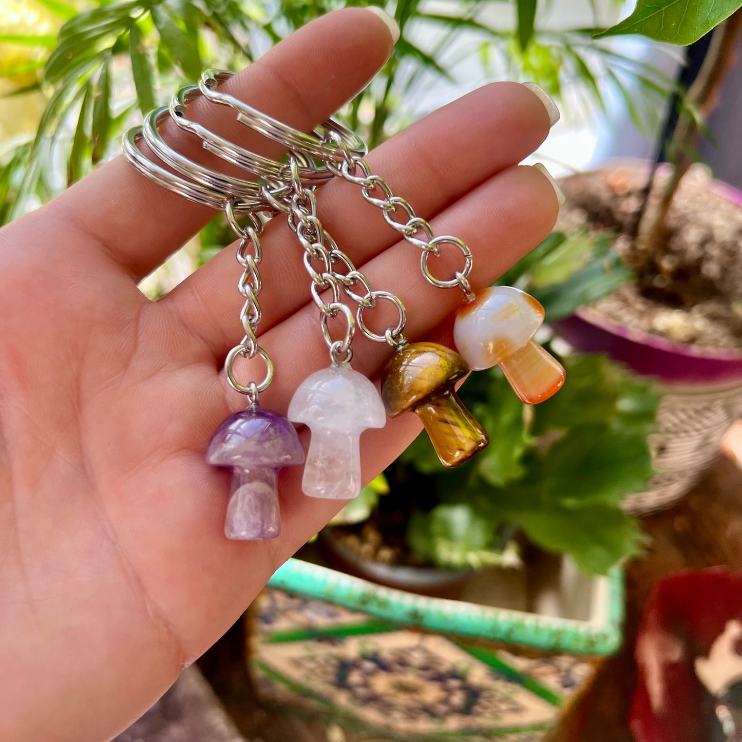 Crystal Mushroom Keyring