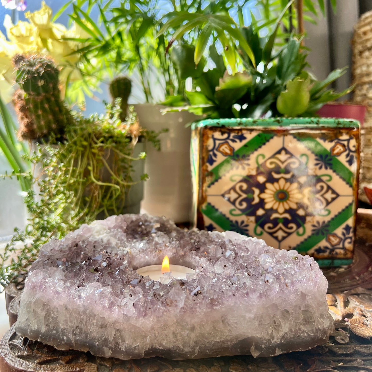 Amethyst Cluster Candle Holder