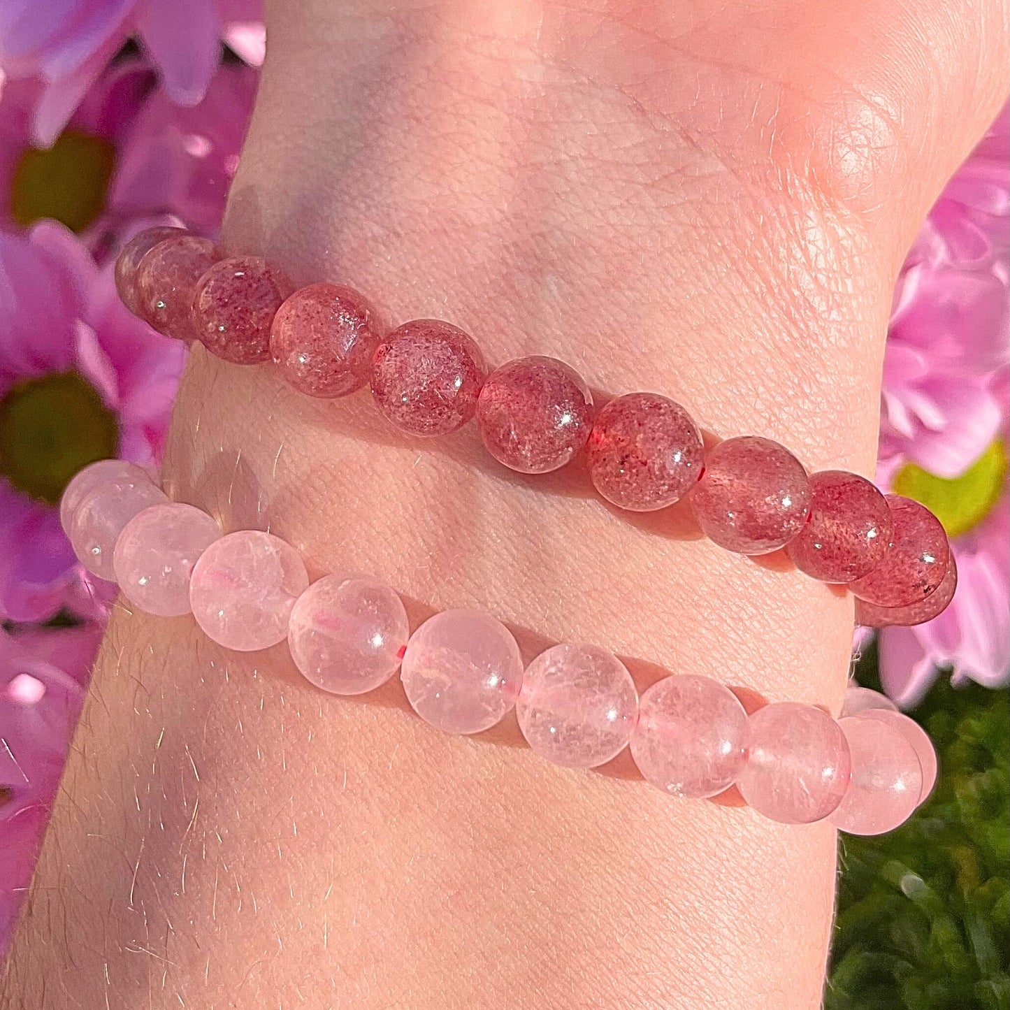 Rose Quartz Love Bear Sphere Crystal Bracelets