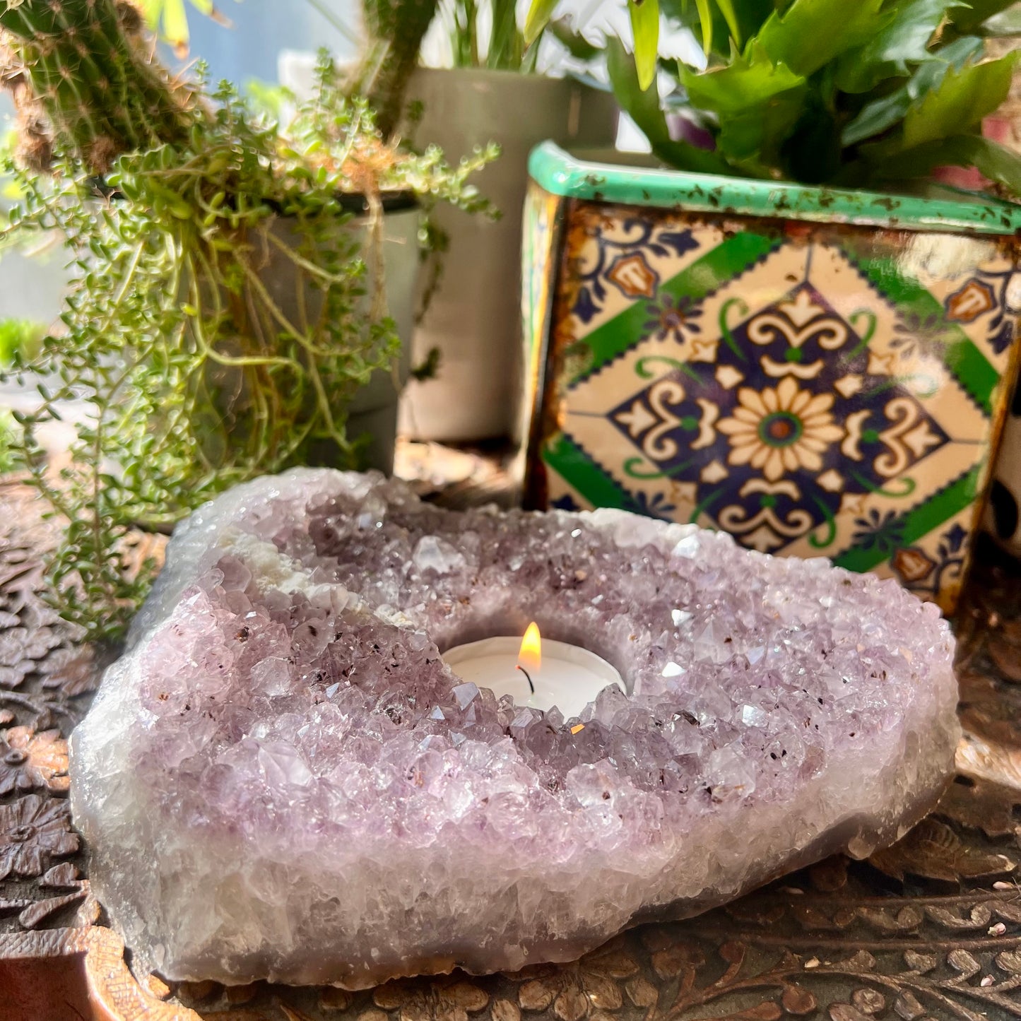 Amethyst Cluster Candle Holder
