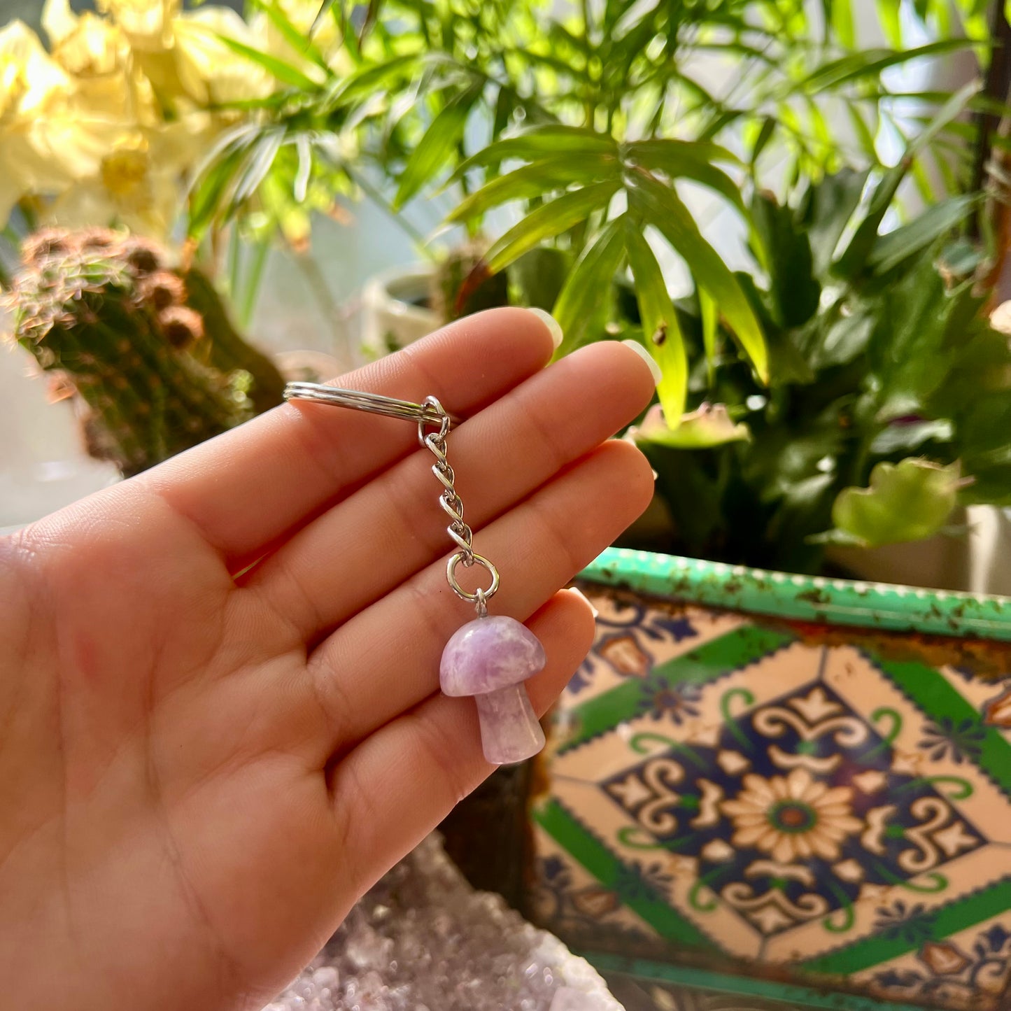 Crystal Mushroom Keyring