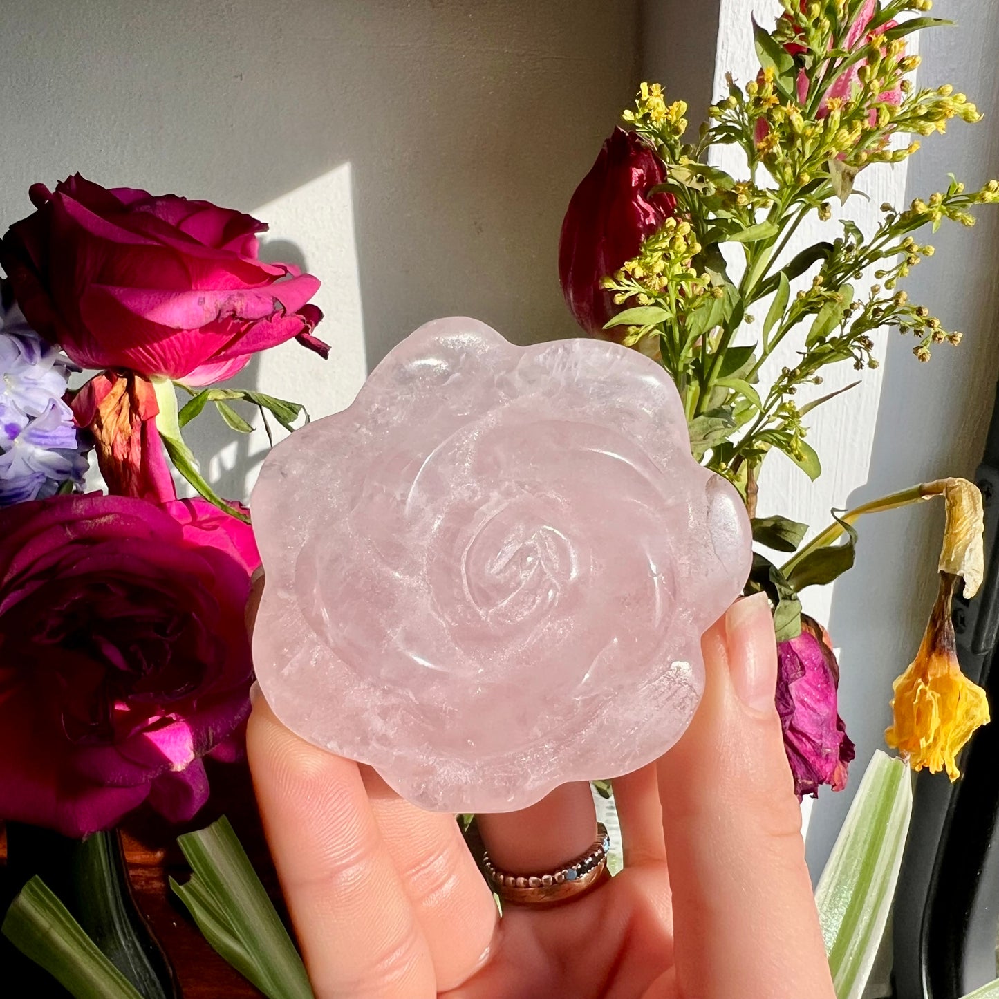 Large Rose Quartz Roses