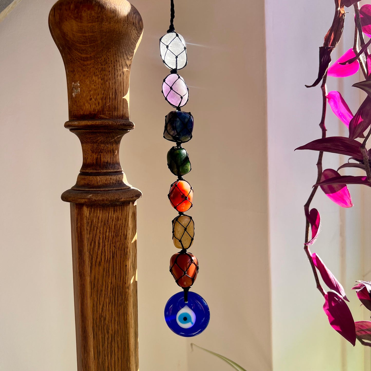 Hanging Chakra Crystal Pendant - Evil Eye