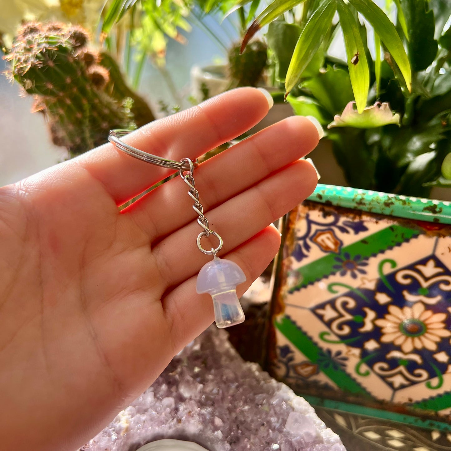 Crystal Mushroom Keyring