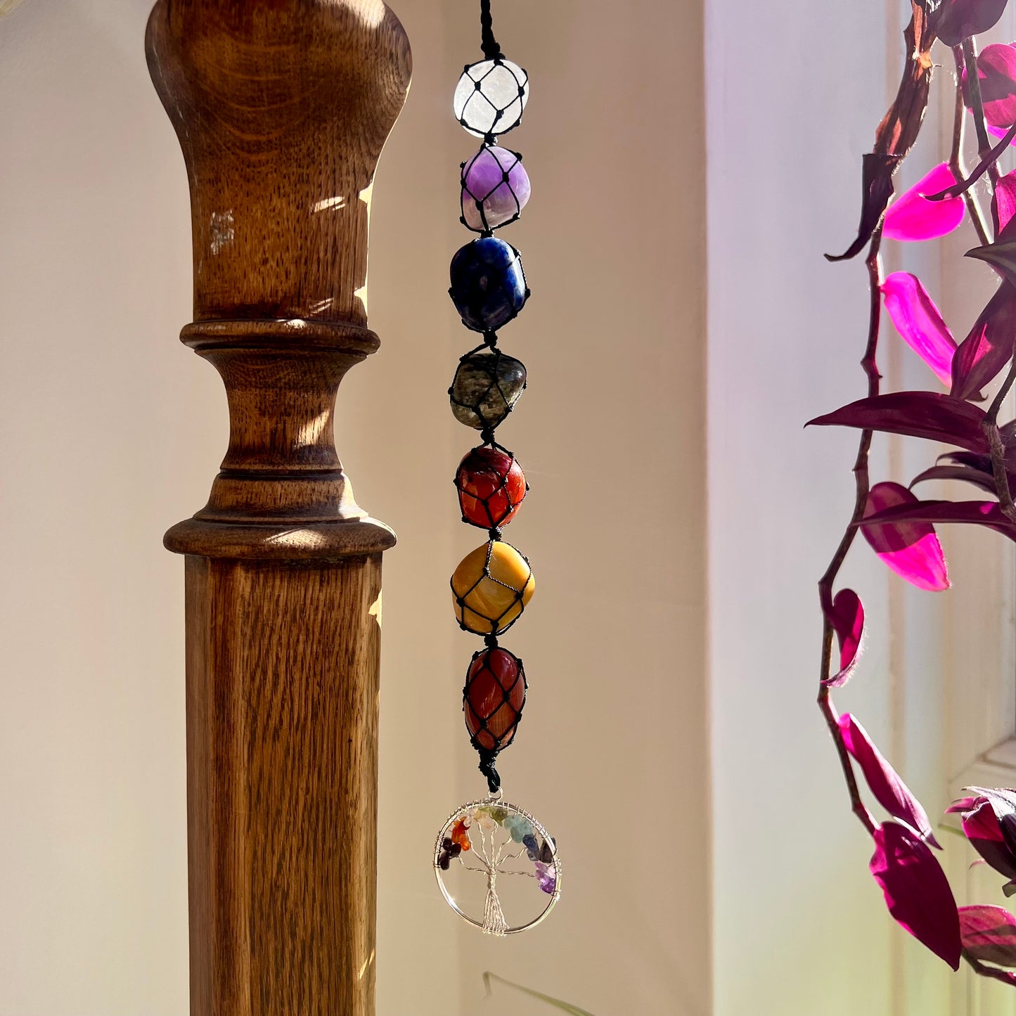 Hanging Chakra Crystal Pendant - Tree of Life