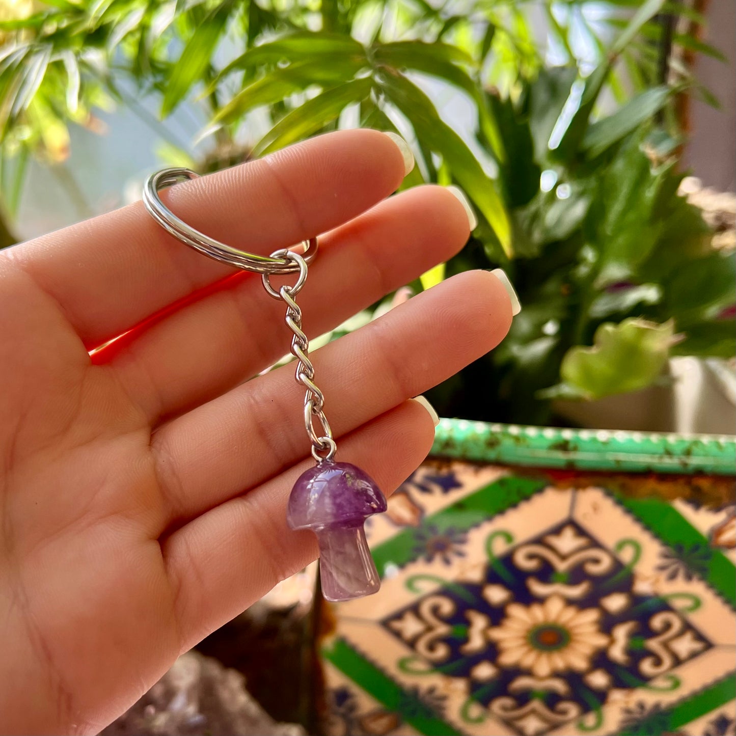 Crystal Mushroom Keyring