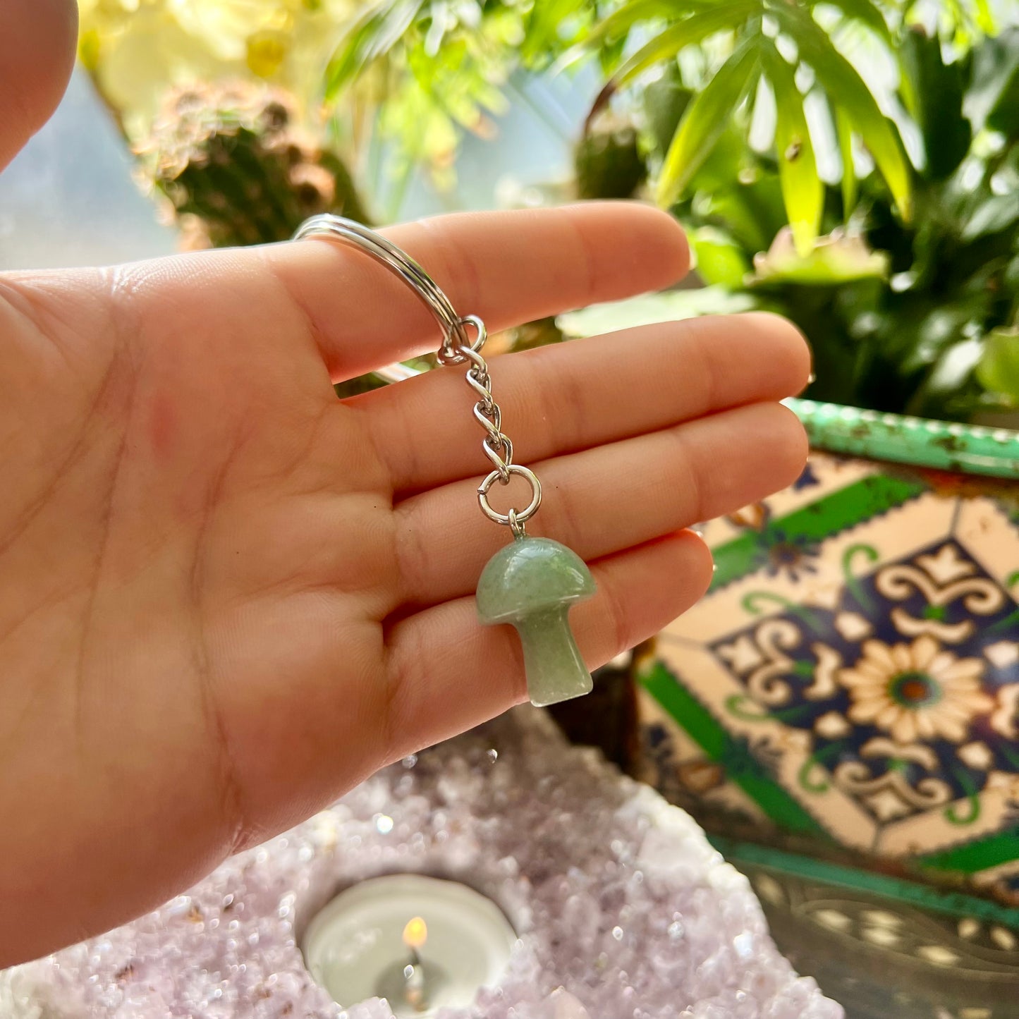 Crystal Mushroom Keyring