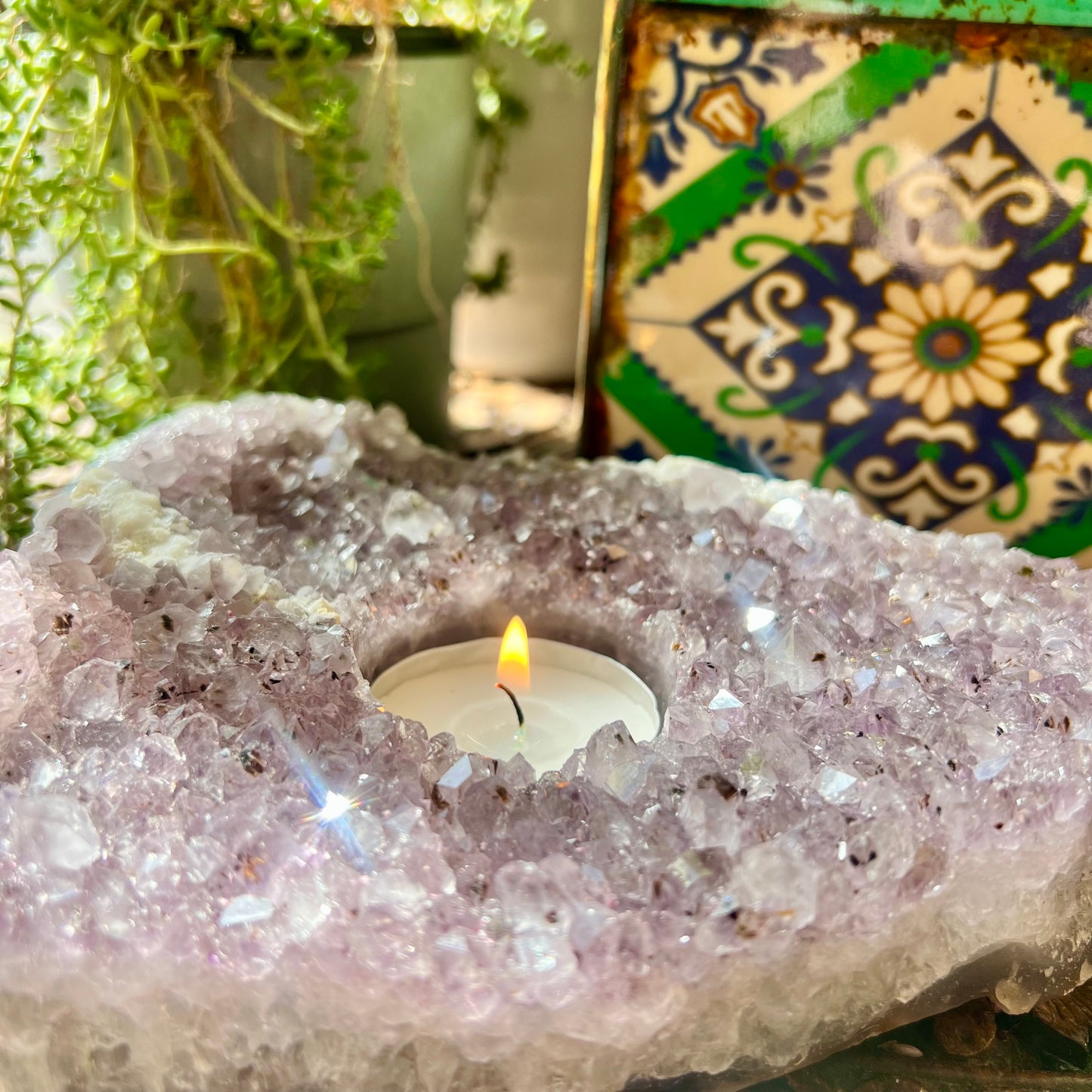 Amethyst Cluster Candle Holder