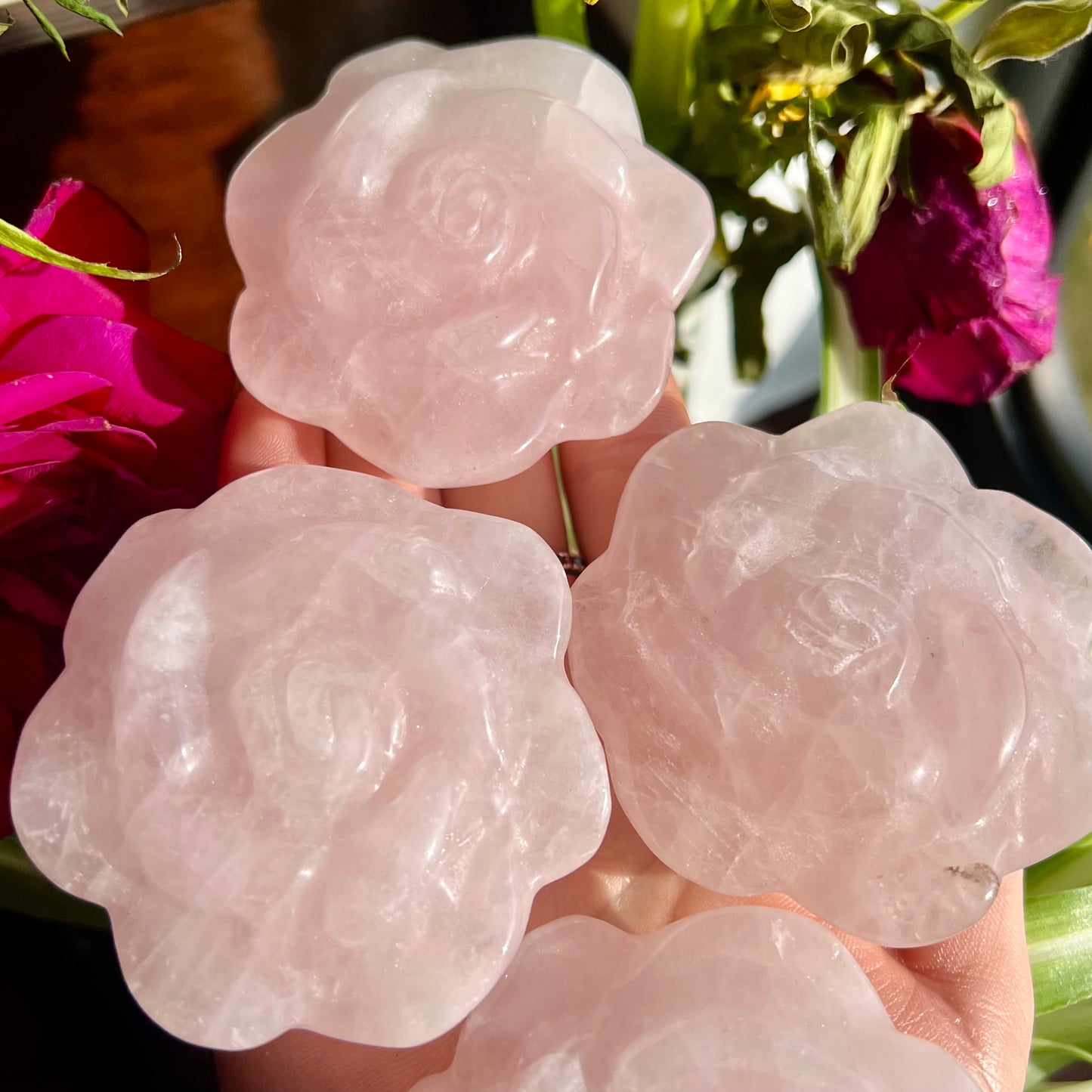 Large Rose Quartz Roses