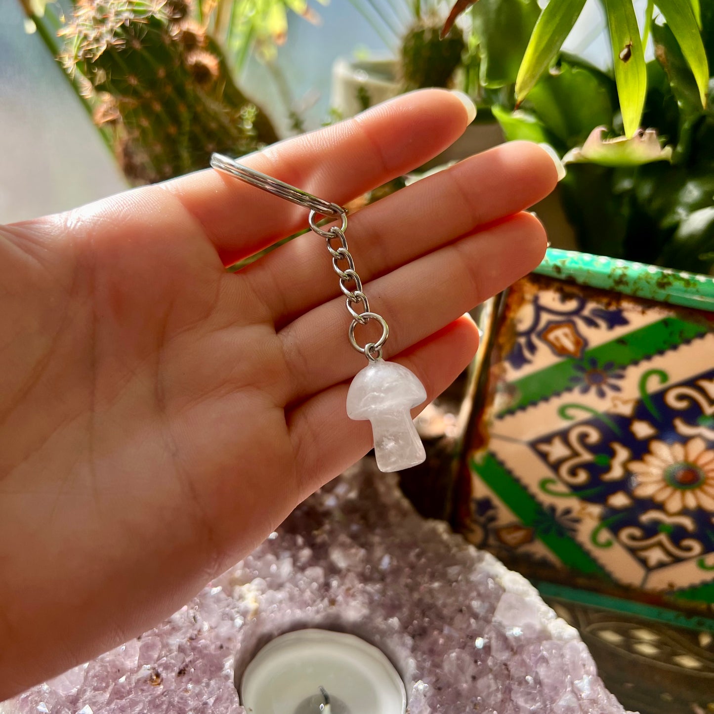 Crystal Mushroom Keyring