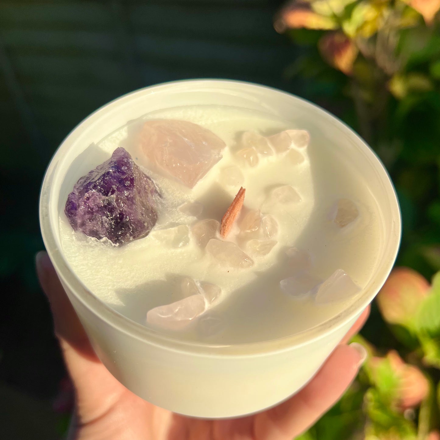 Amethyst Rose Quartz Crystal Candle