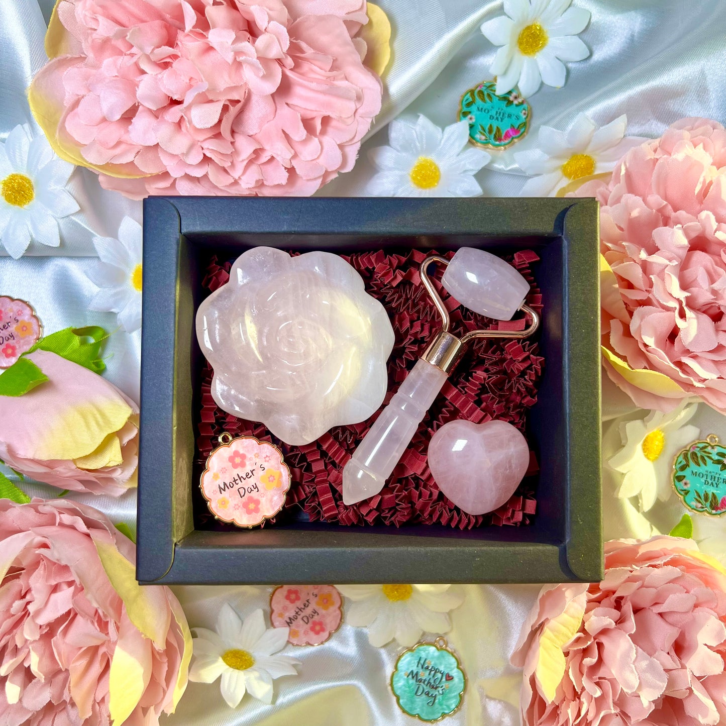 Mothers Day Rose Quartz Crystal Gift Box