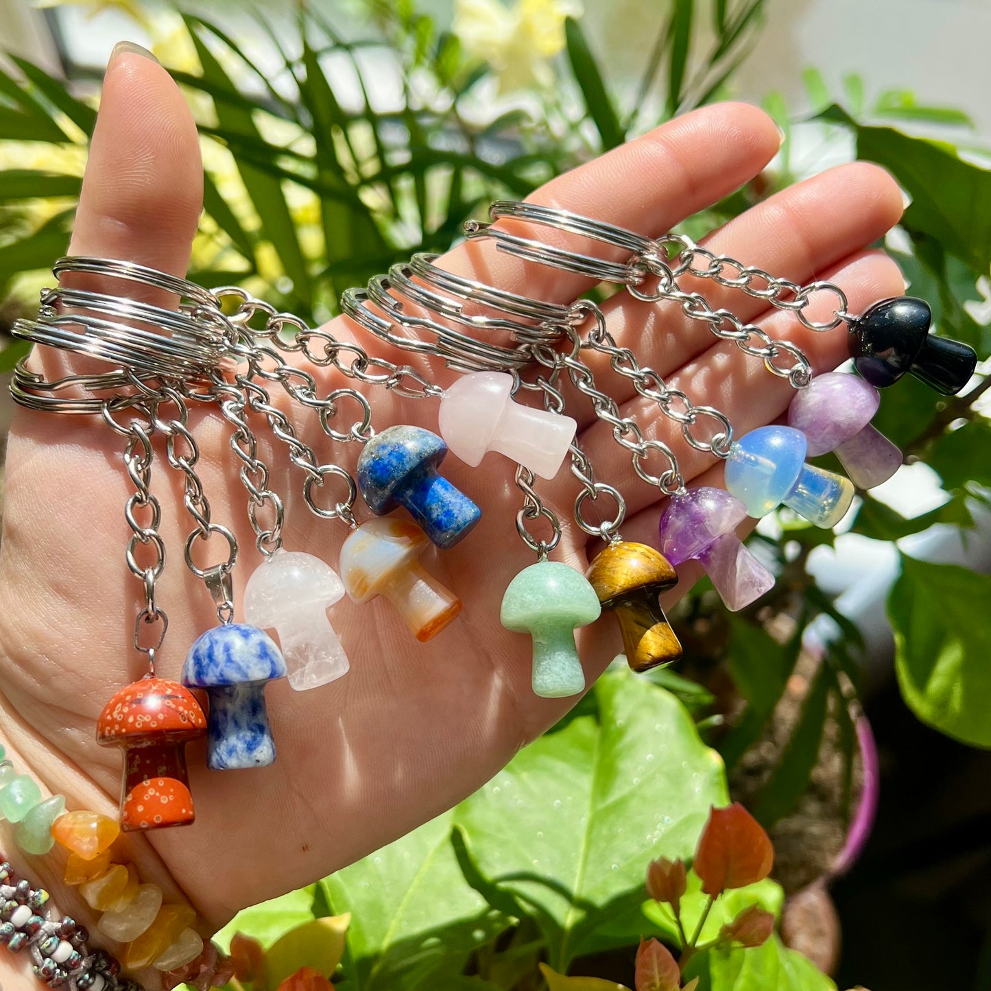 Crystal Mushroom Keyring