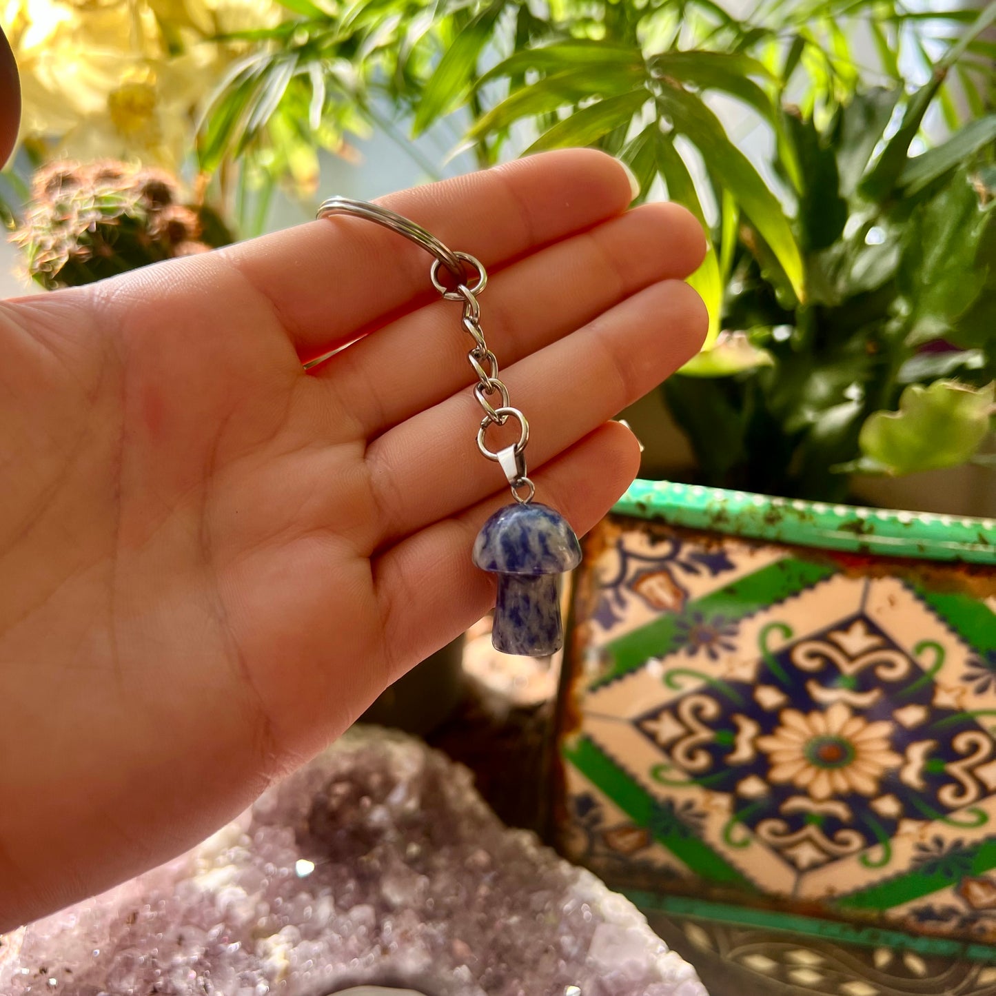Crystal Mushroom Keyring