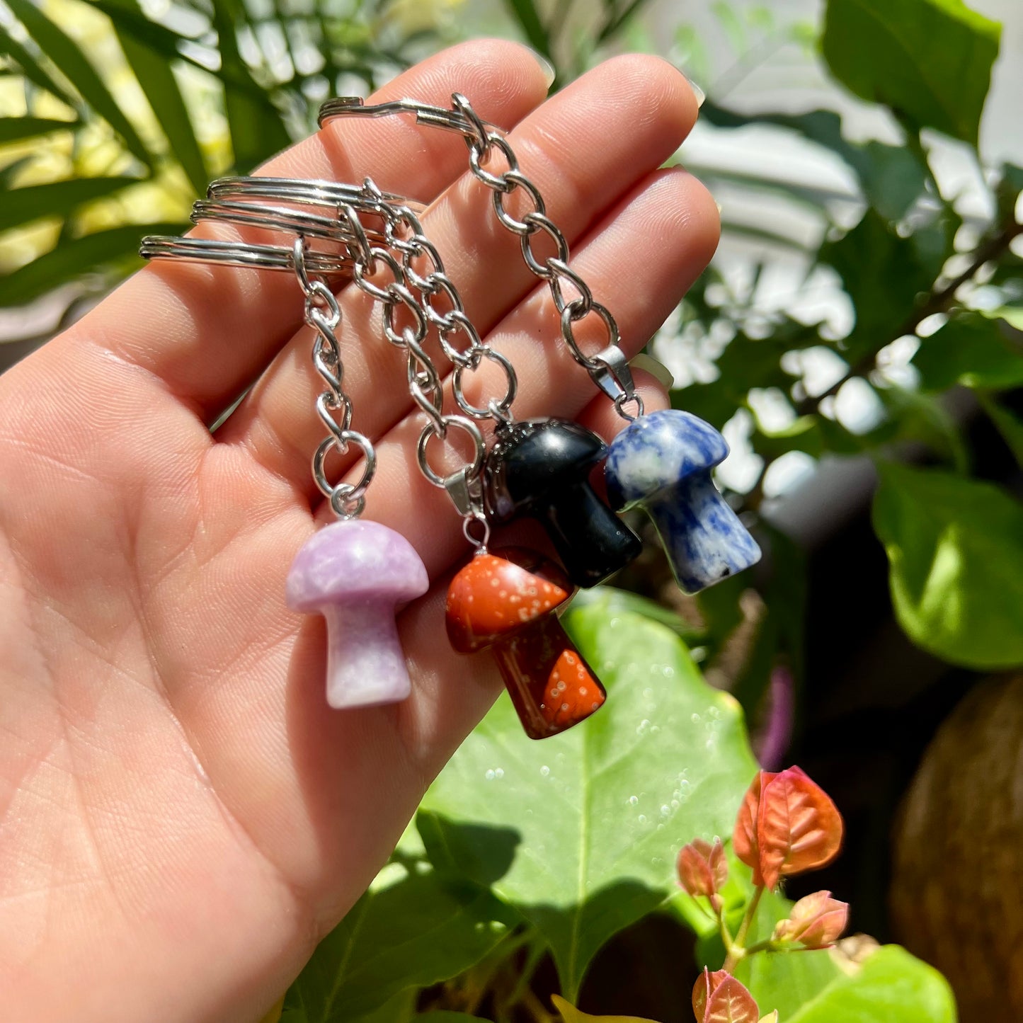 Crystal Mushroom Keyring