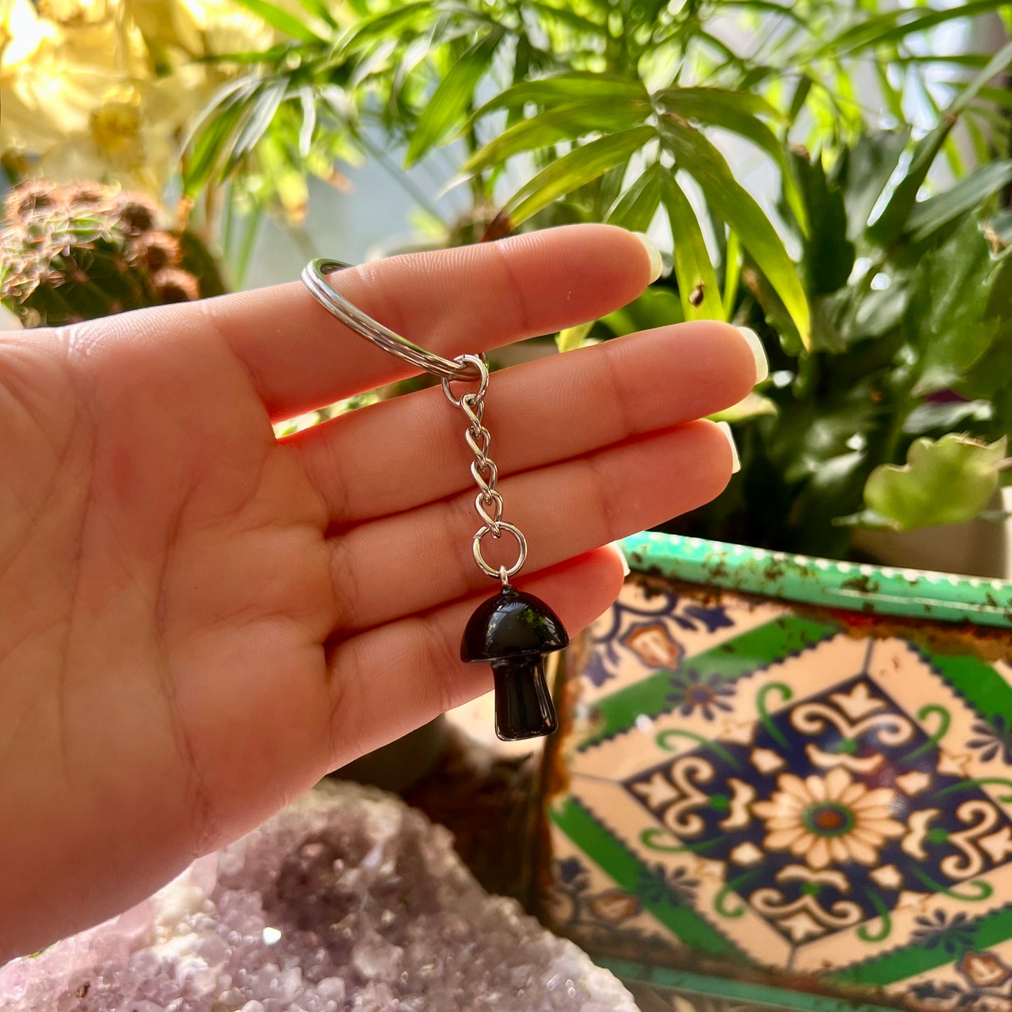Crystal Mushroom Keyring