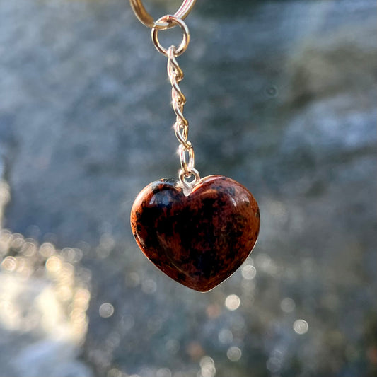 Red Obsidian Heart Keyring