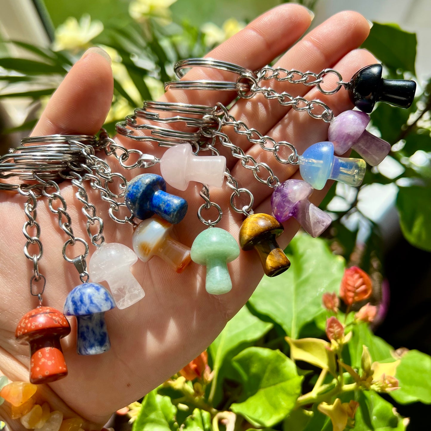 Crystal Mushroom Keyring