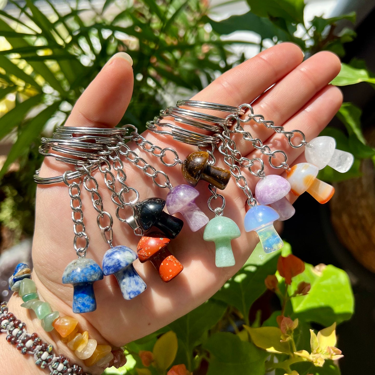Crystal Mushroom Keyring