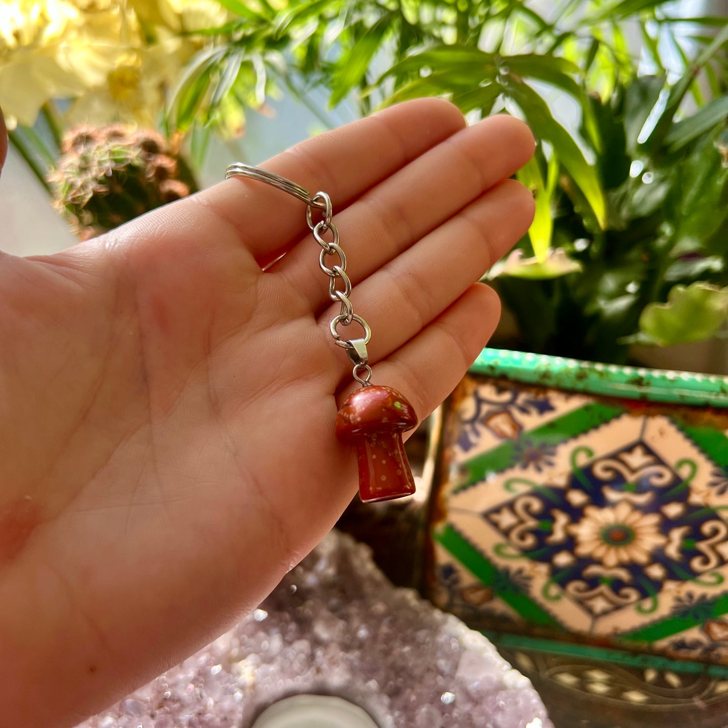 Crystal Mushroom Keyring