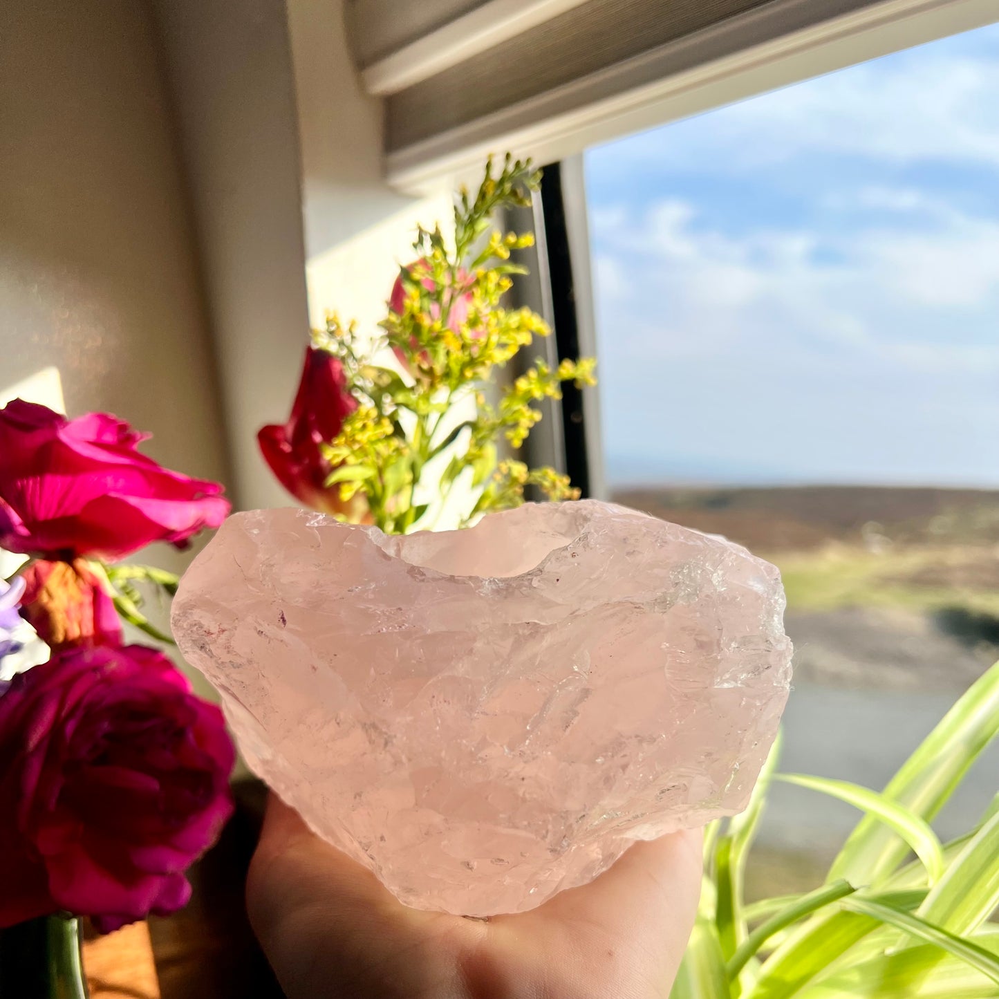 Rose Quartz Tea Light Candle Holder