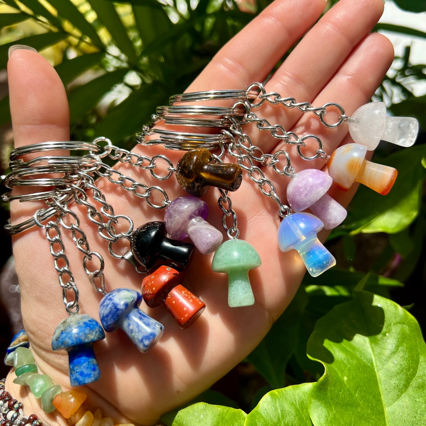 Crystal Mushroom Keyring