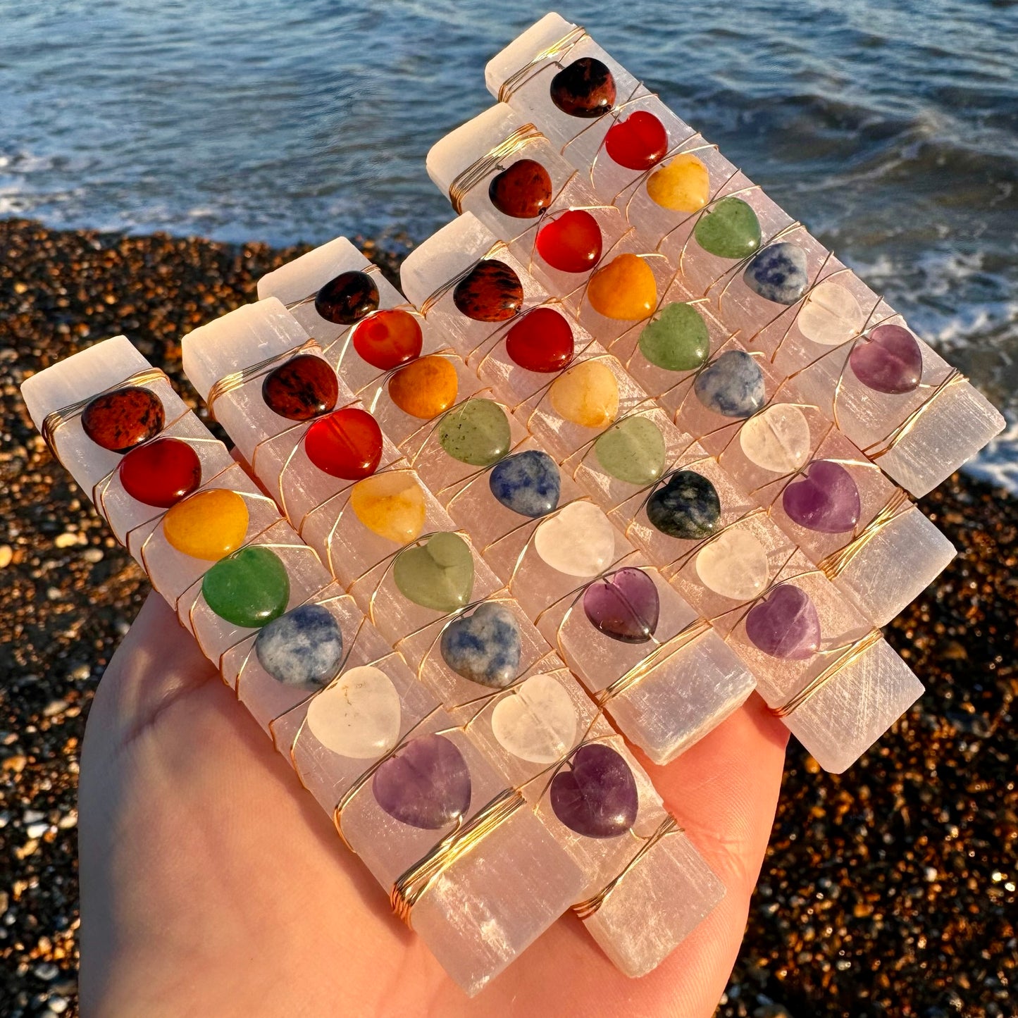 Chakra Heart Healing Selenite Wand