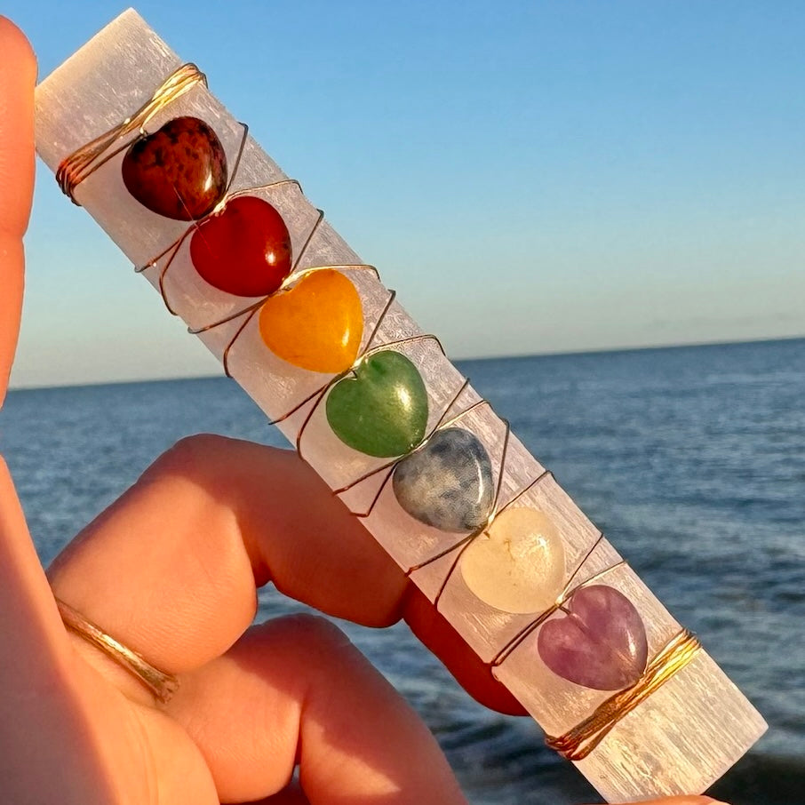 Chakra Heart Healing Selenite Wand