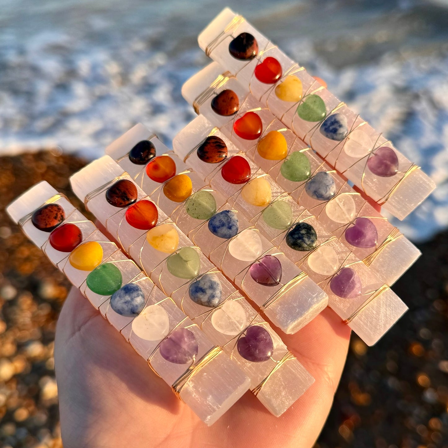 Chakra Heart Healing Selenite Wand