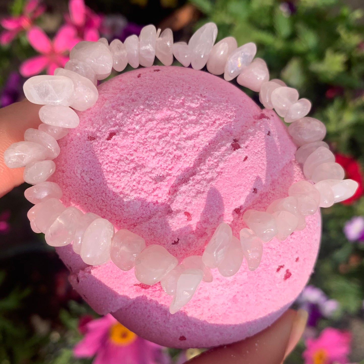 Rose Quartz Crystal Bracelet Bath Bomb