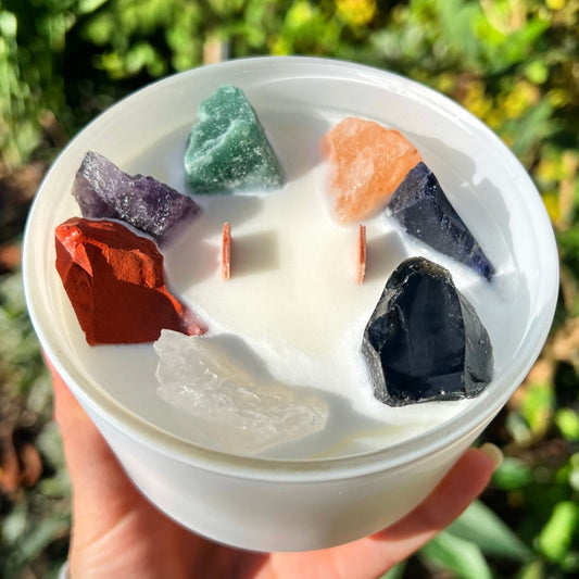 7 Chakra Crystal Candle