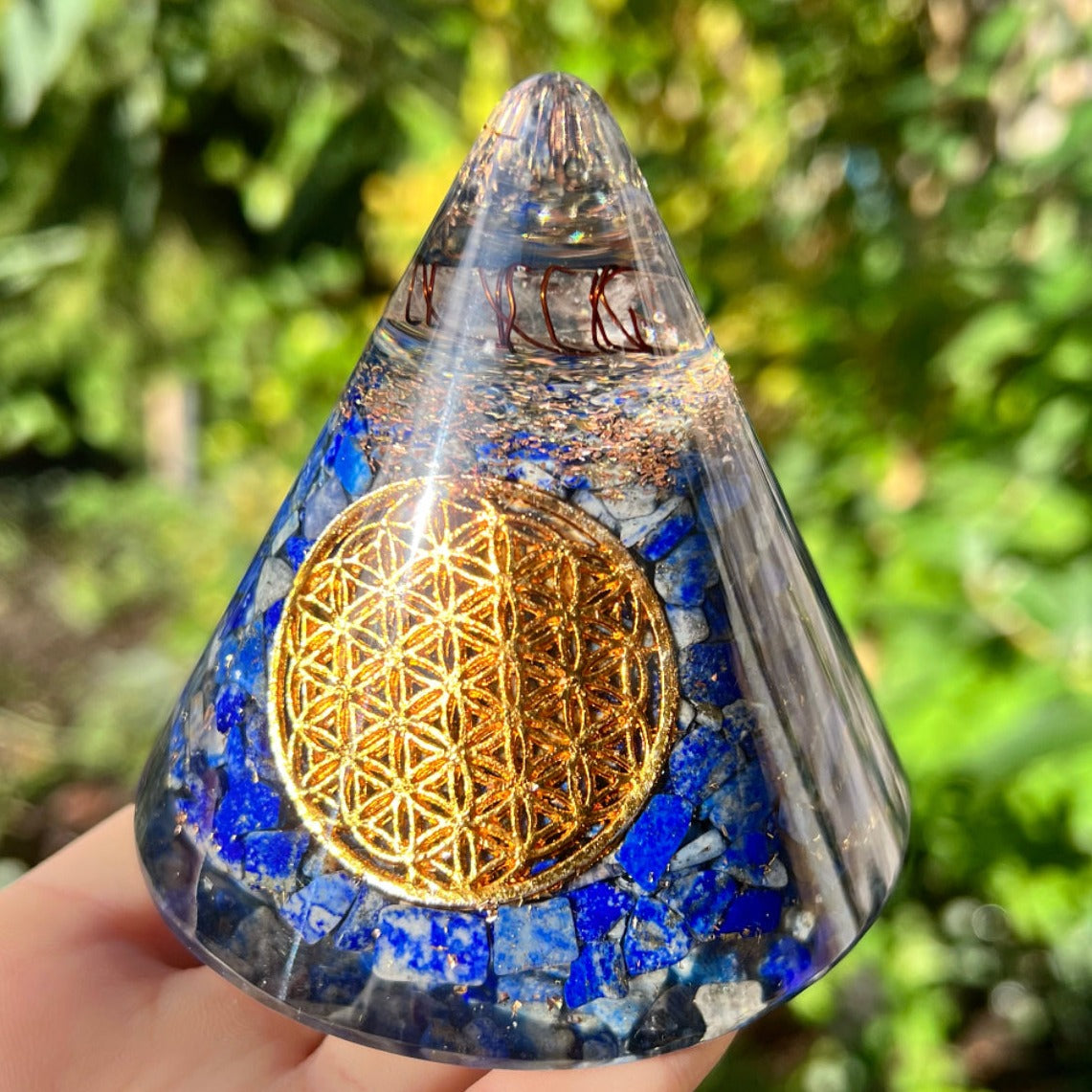 Lapis Lazuli Orgonite Crystal Cone