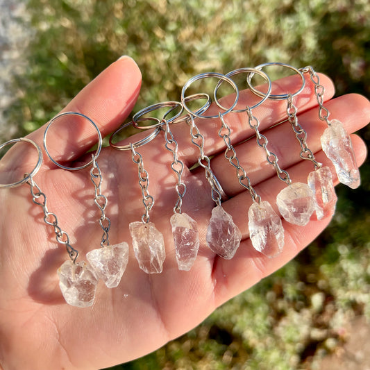 Mini Clear Quartz Keychain