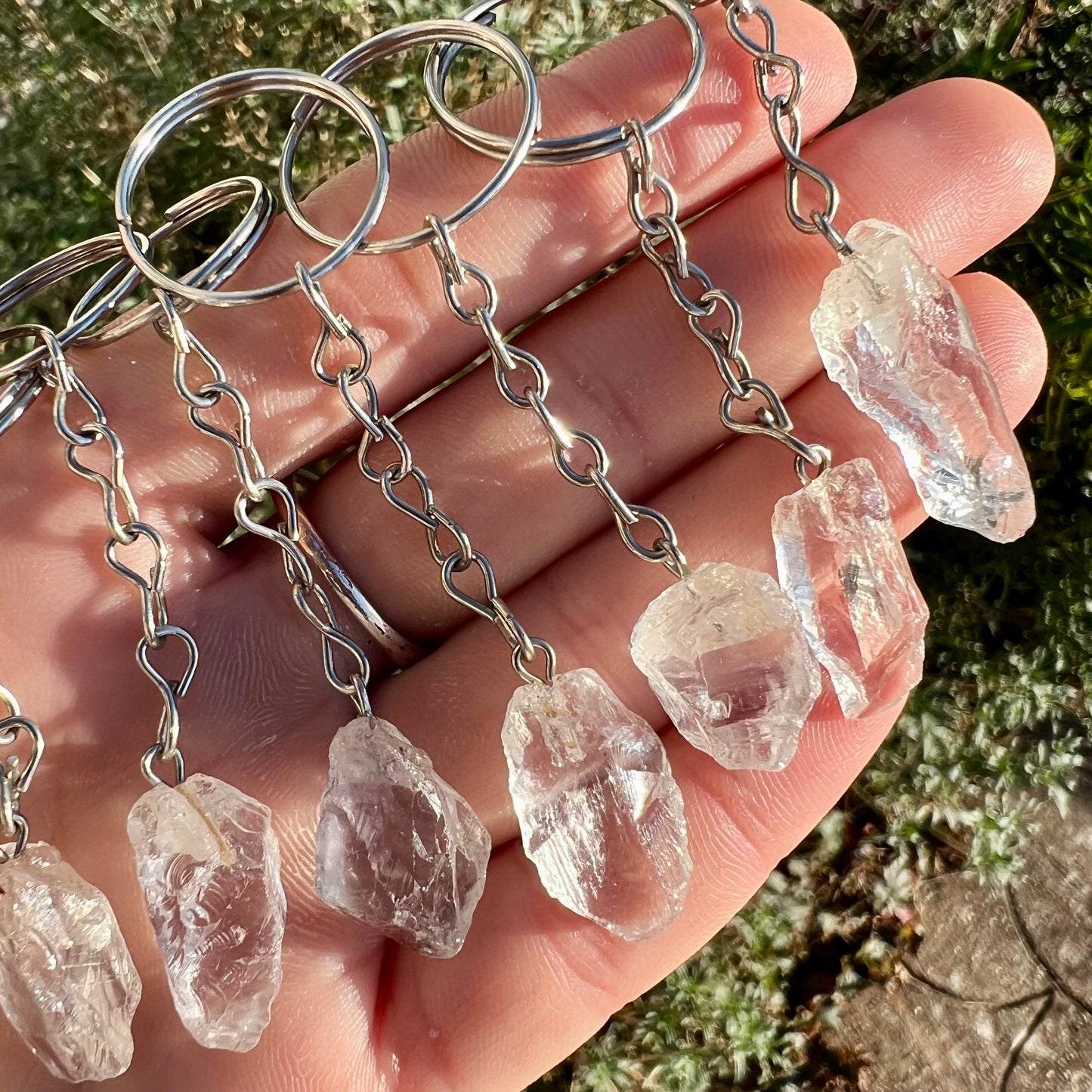 Mini Clear Quartz Keychain