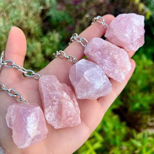 Rose Quartz Crystal Keyring