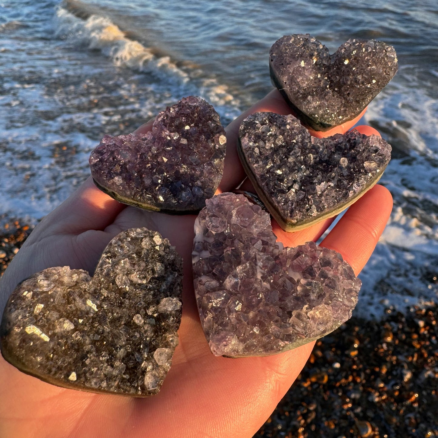 Amethyst Heart Clusters