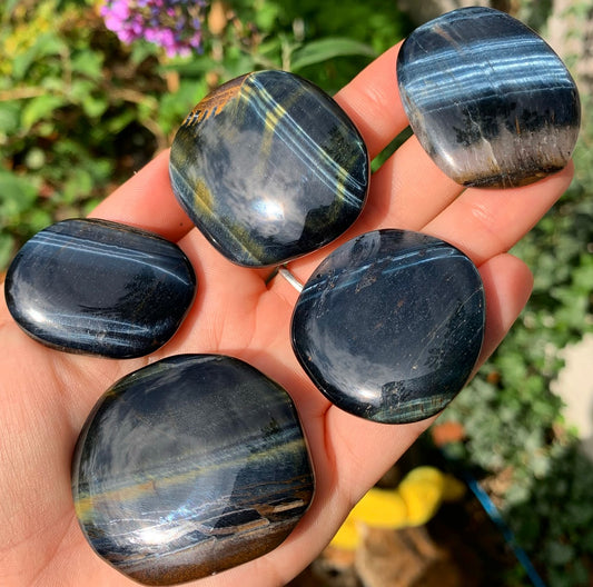 Blue Tigers Eye Palm Stones