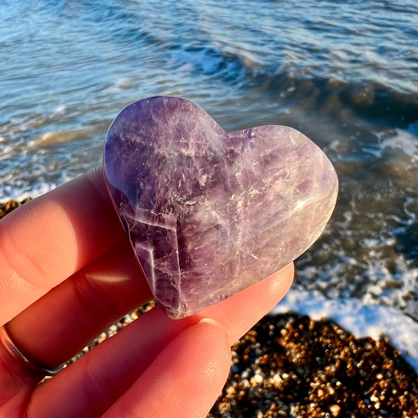 Dream Amethyst Heart Palm Stone