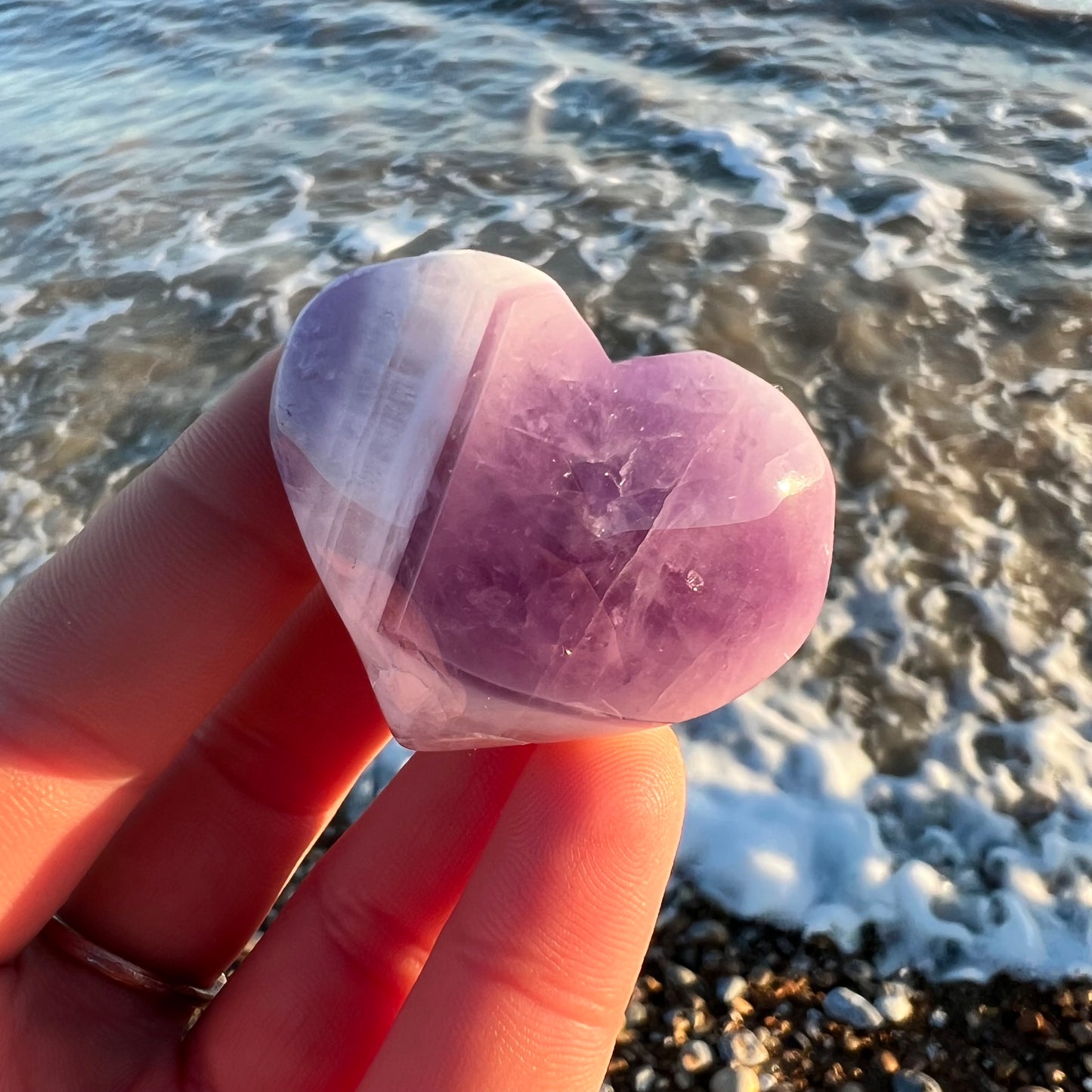 Dream Amethyst Heart Palm Stone