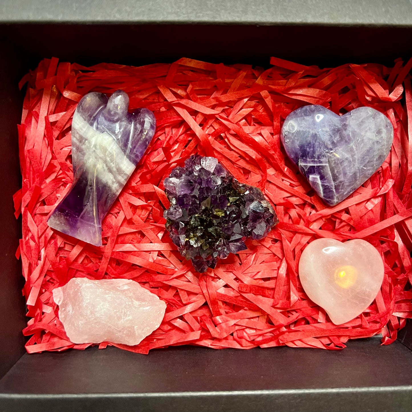 Amethyst Rose Quartz Valentines Day Gift Box