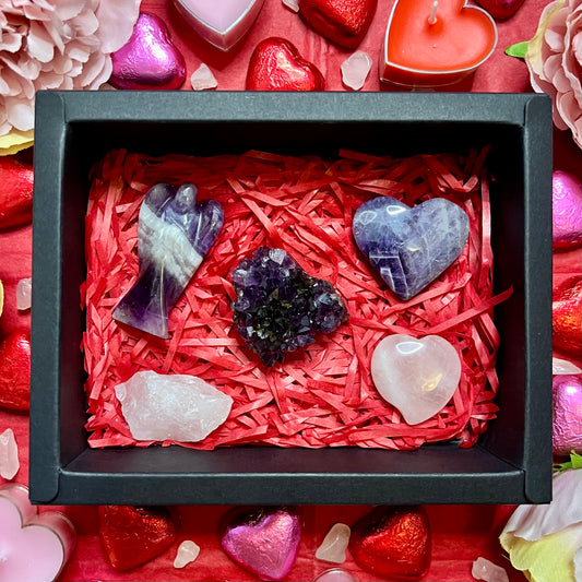 Amethyst Rose Quartz Valentines Day Gift Box