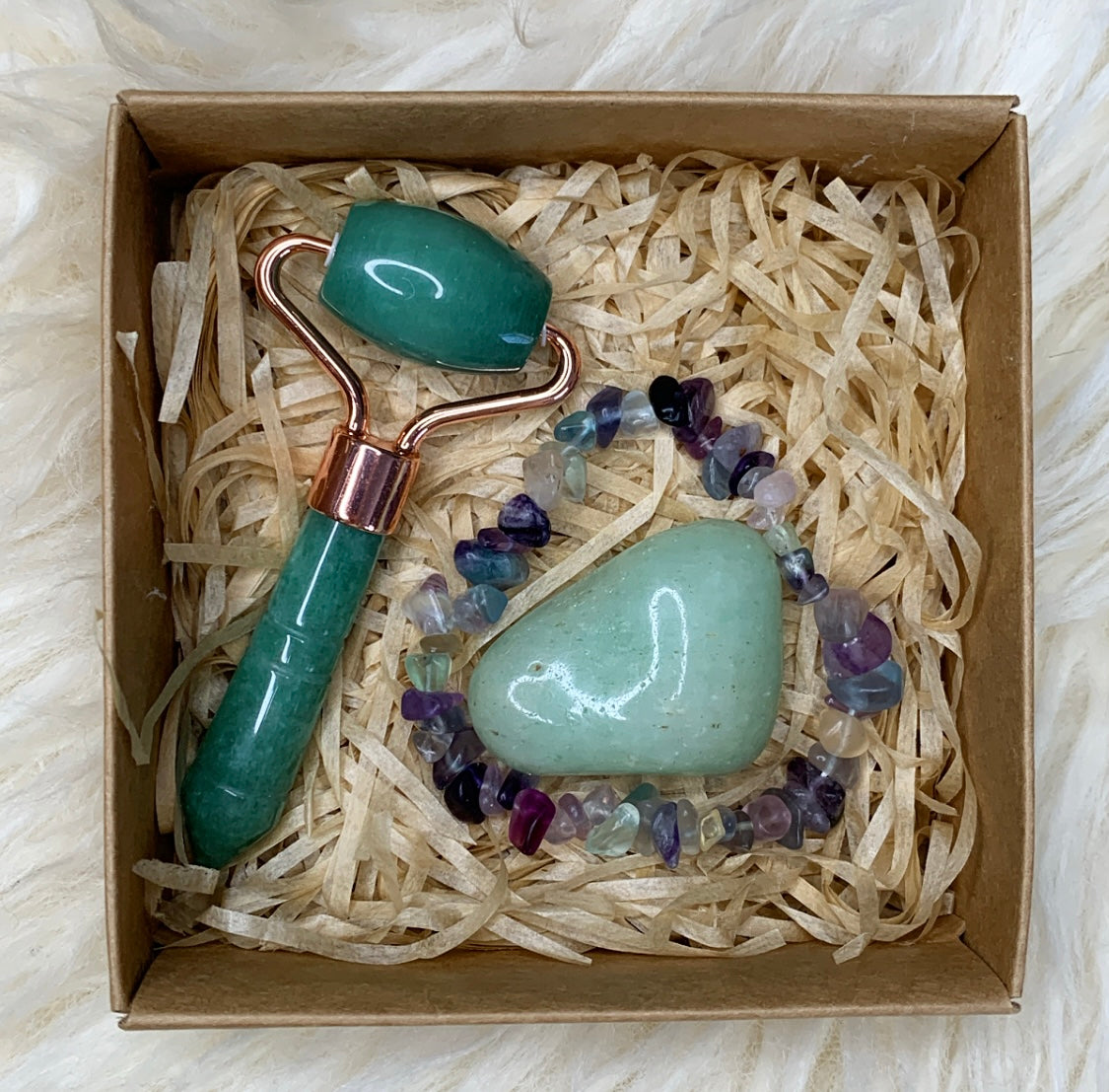 Aventurine Rainbow Fluorite Crystal Gift Set