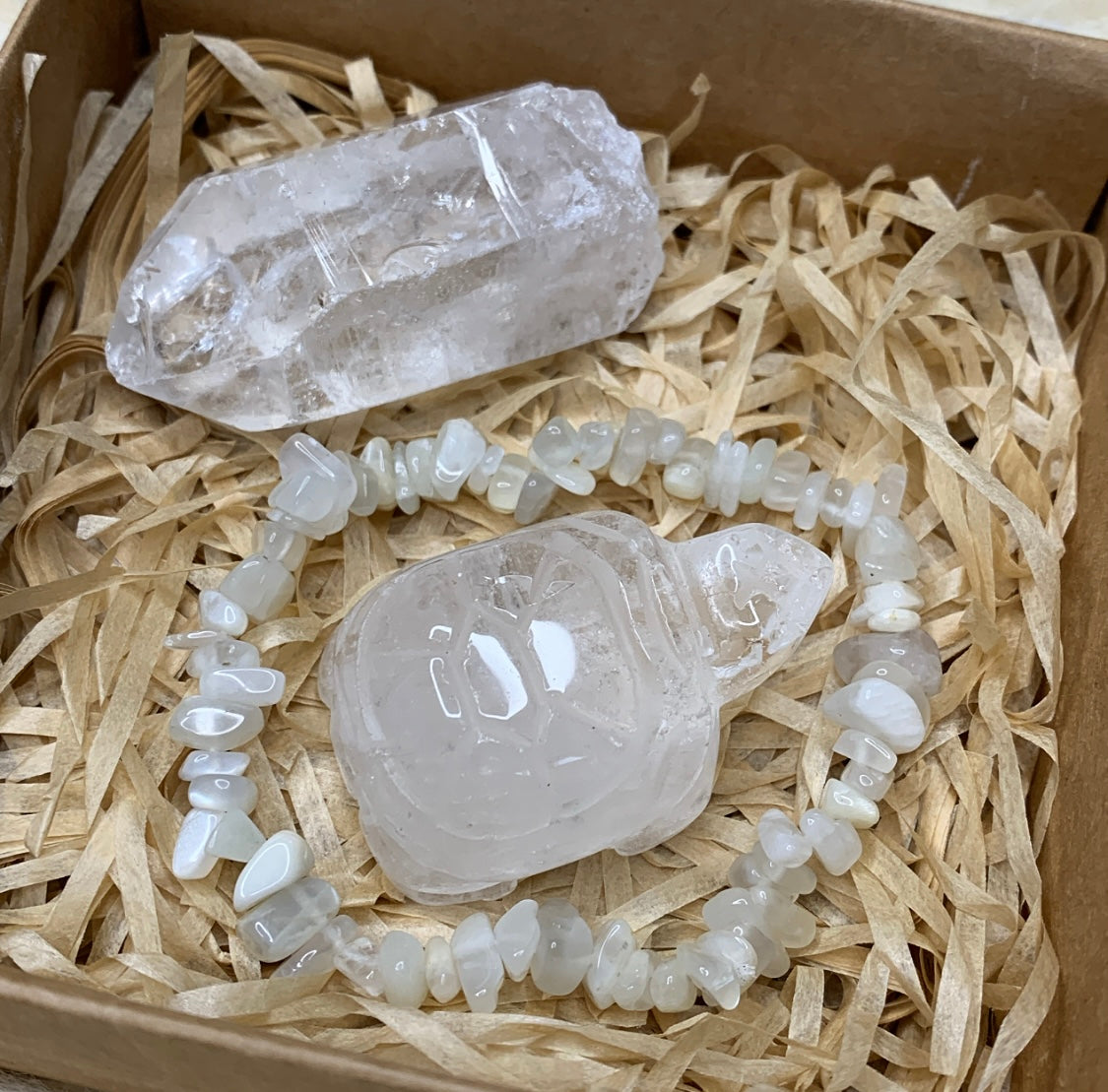 Moonstone Clear Quartz Crystal Gift Set