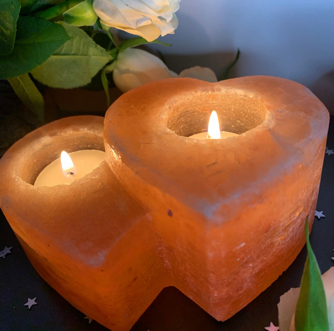 Himalayan Salt Double Heart Candle Holder 1kg
