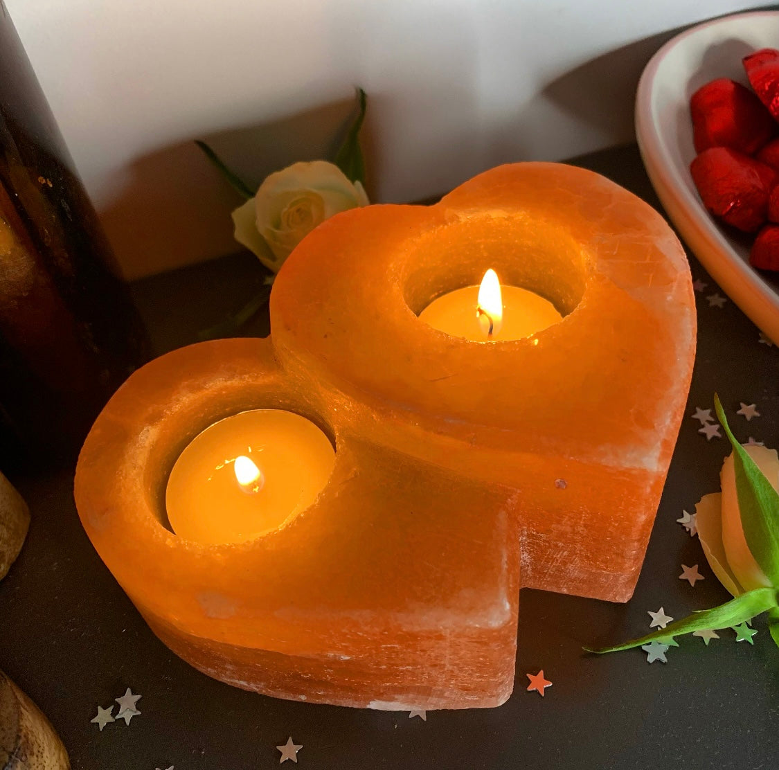 Himalayan Salt Double Heart Candle Holder 1kg