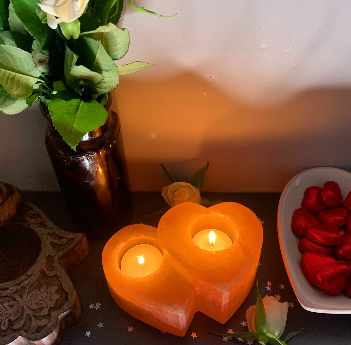 Himalayan Salt Double Heart Candle Holder 1kg